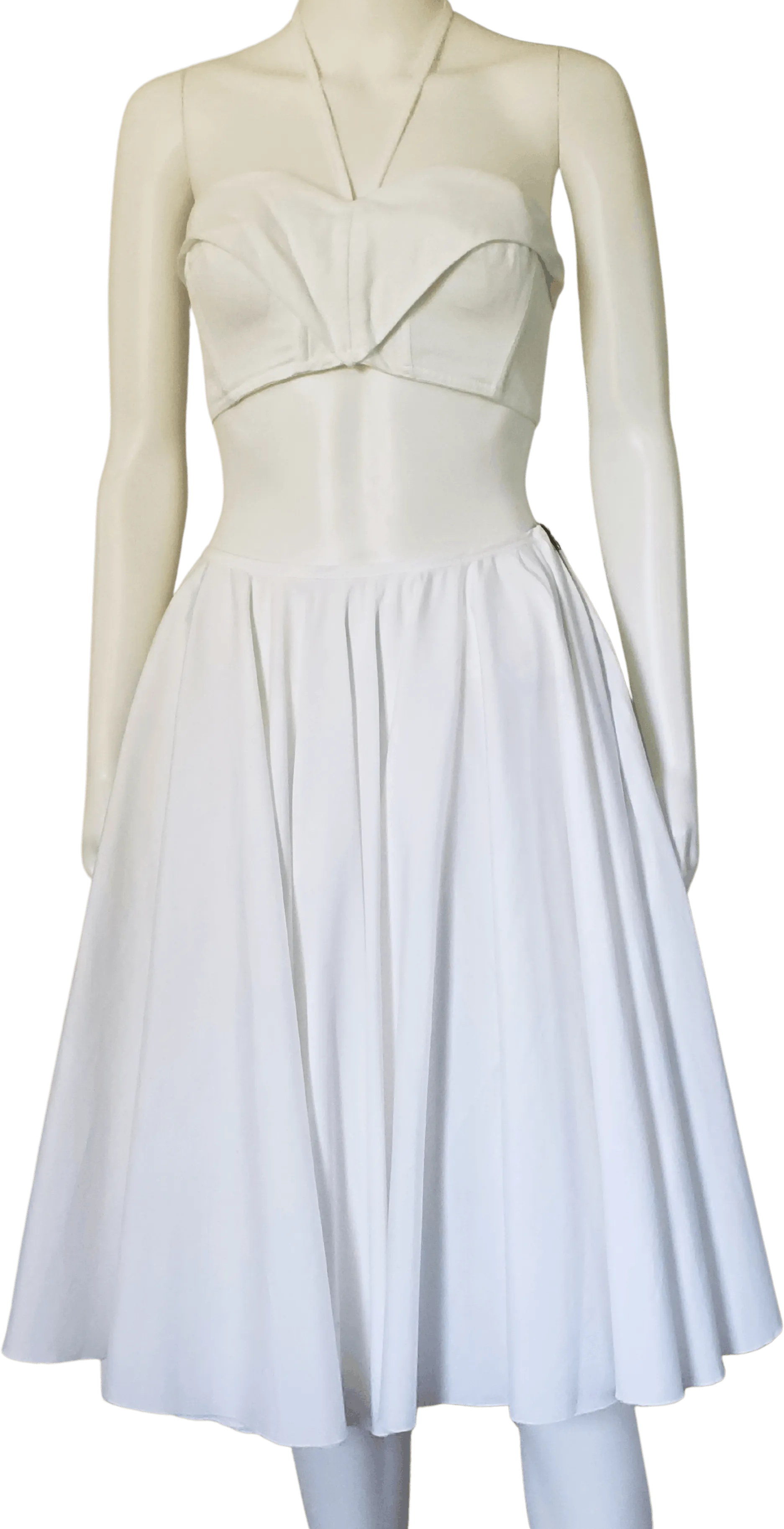 00's White Cotton Pleated Circle Skirt by Prada