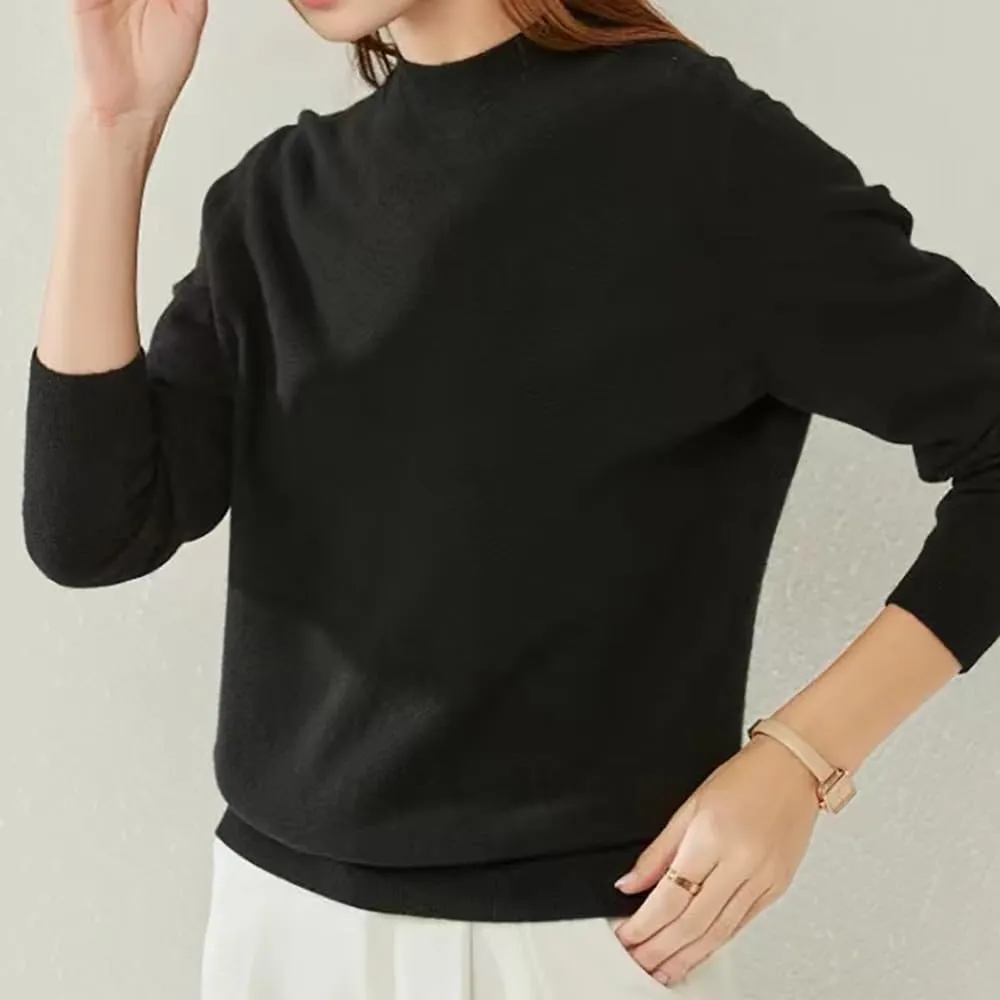 100% Pure Cashmere Sweaters for Women Mockneck Long Sleeve Warm Soft Lightweight Knit Pullover