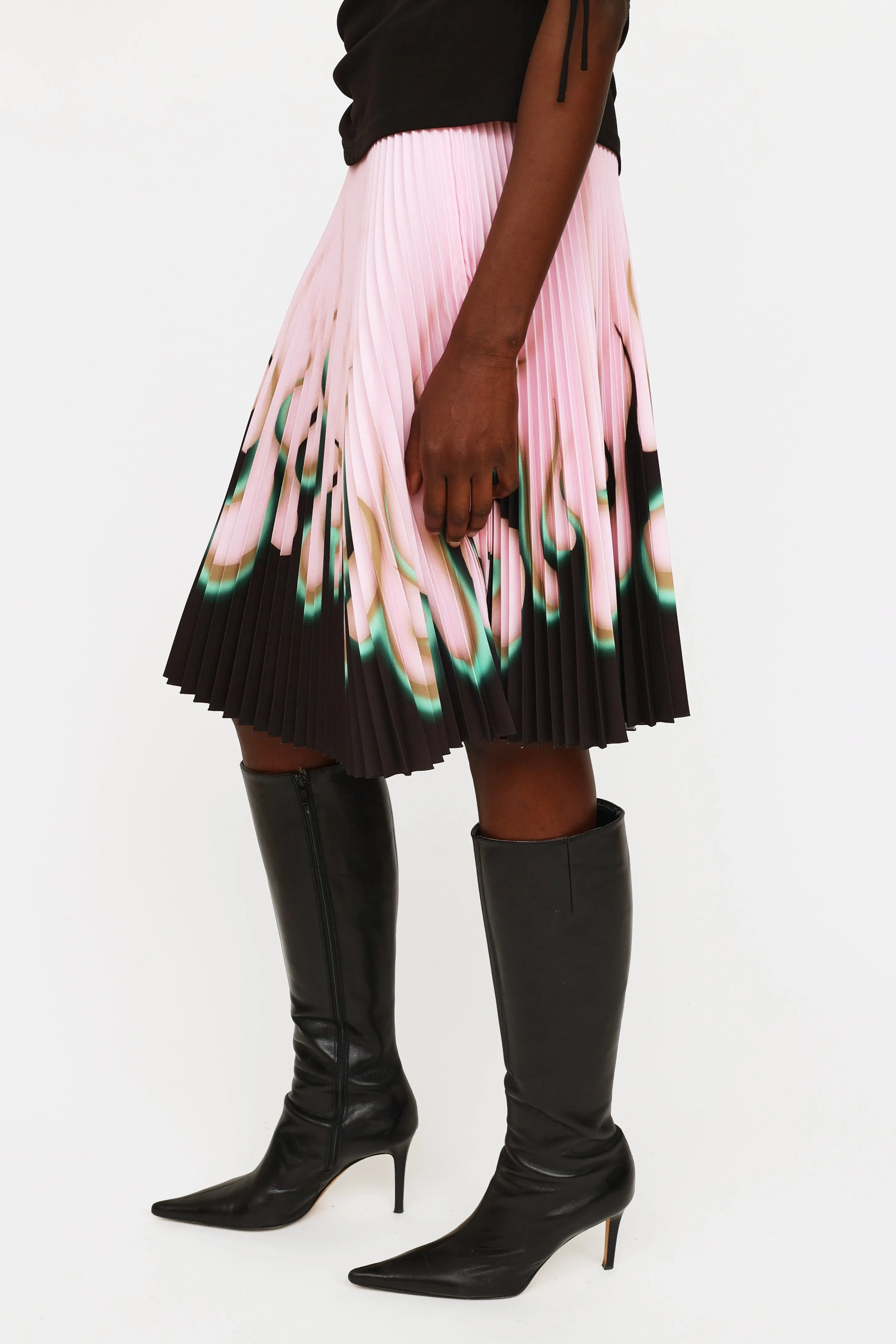 2012 Pink Black & Green Pleated Flame Skirt