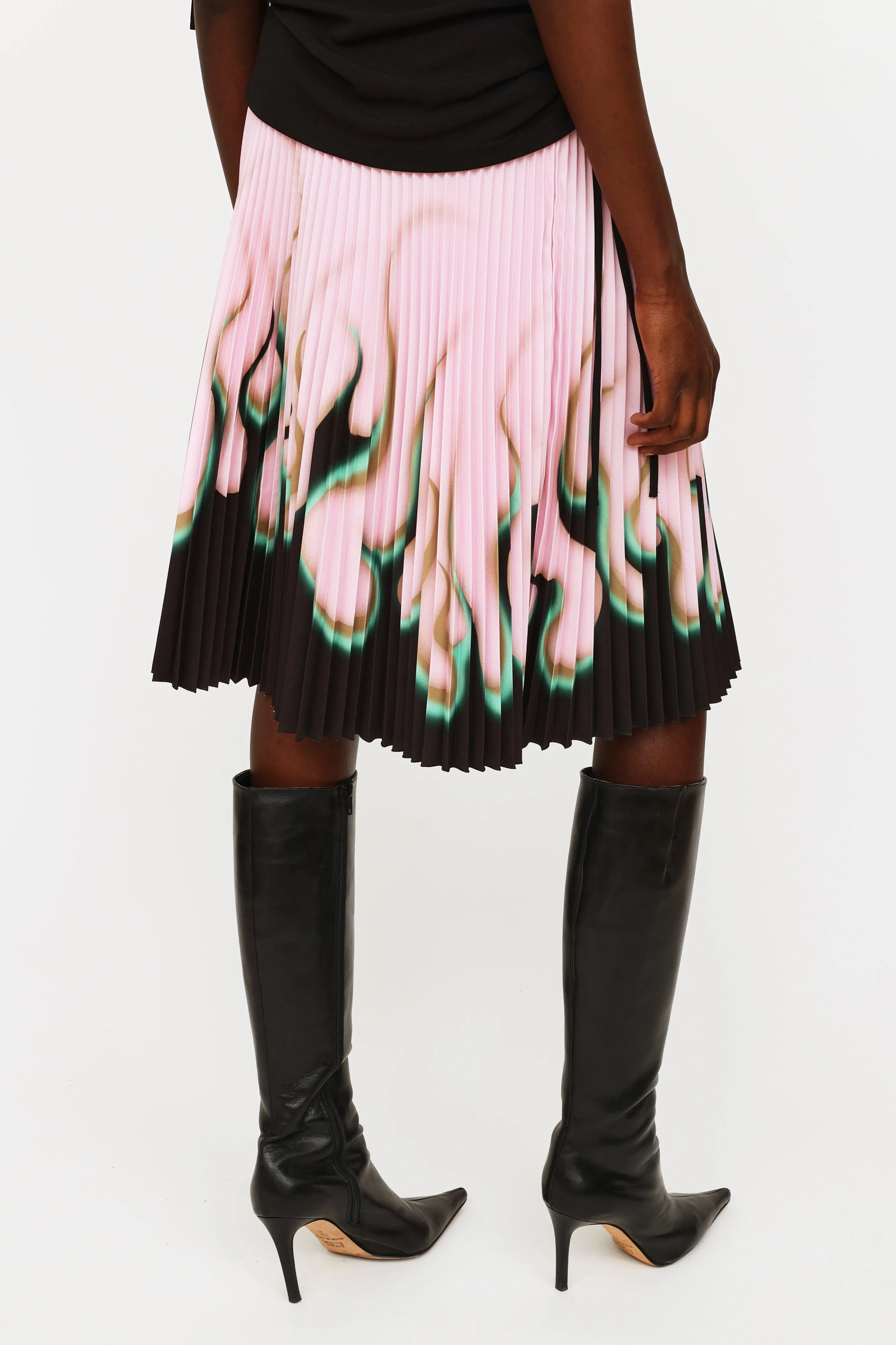 2012 Pink Black & Green Pleated Flame Skirt