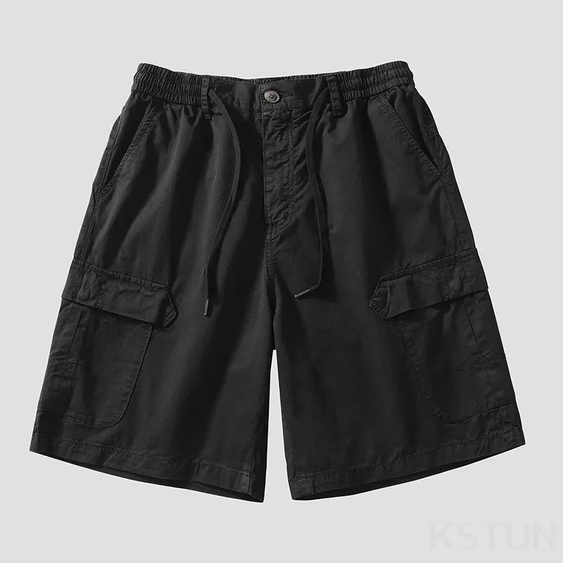 2024 Summer Casual Shorts Pants Men Wide Leg Loose Fit Khaki Black Pink Baggy Shorts For Man Cargo Pants Outdoor Beach Pants