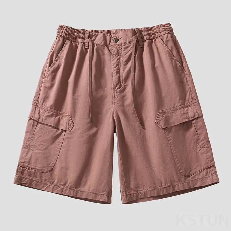 2024 Summer Casual Shorts Pants Men Wide Leg Loose Fit Khaki Black Pink Baggy Shorts For Man Cargo Pants Outdoor Beach Pants