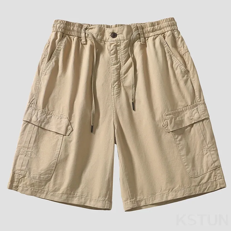 2024 Summer Casual Shorts Pants Men Wide Leg Loose Fit Khaki Black Pink Baggy Shorts For Man Cargo Pants Outdoor Beach Pants