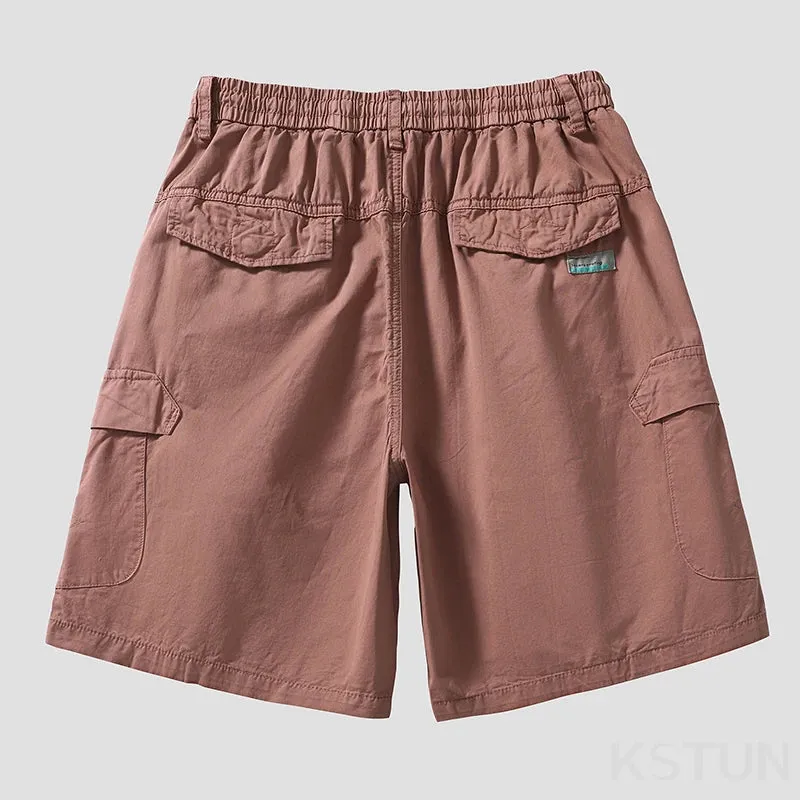 2024 Summer Casual Shorts Pants Men Wide Leg Loose Fit Khaki Black Pink Baggy Shorts For Man Cargo Pants Outdoor Beach Pants