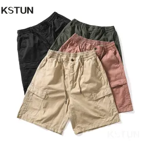 2024 Summer Casual Shorts Pants Men Wide Leg Loose Fit Khaki Black Pink Baggy Shorts For Man Cargo Pants Outdoor Beach Pants
