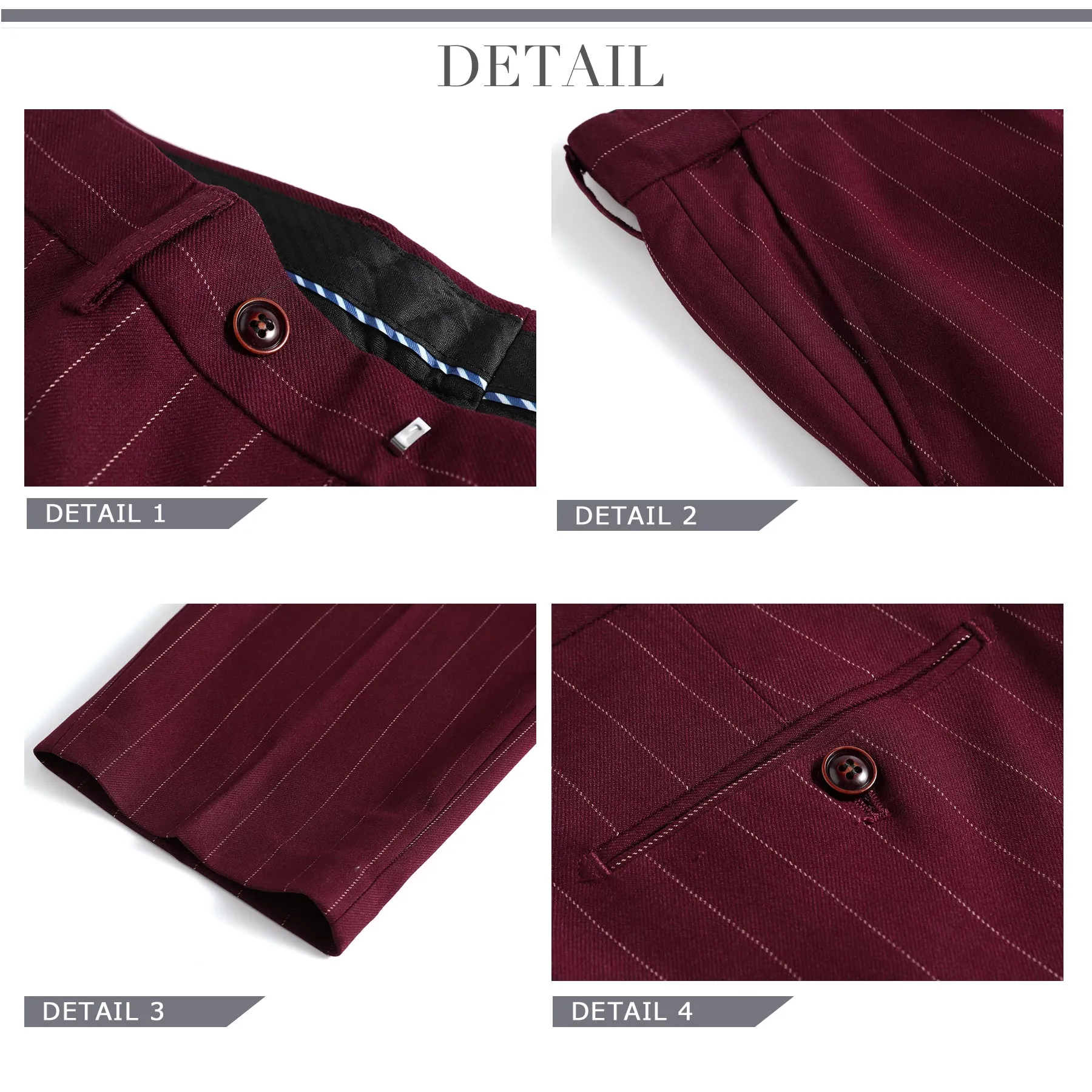 3-Piece Red Suit Stripe Design Suit