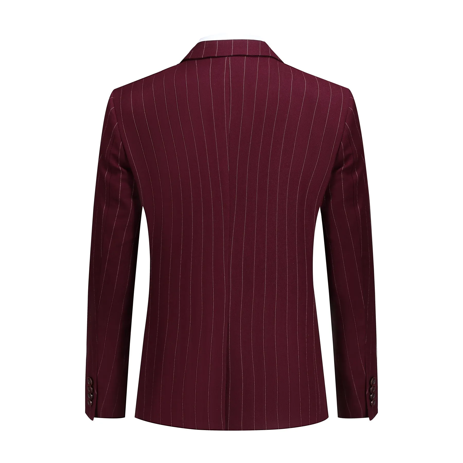3-Piece Red Suit Stripe Design Suit