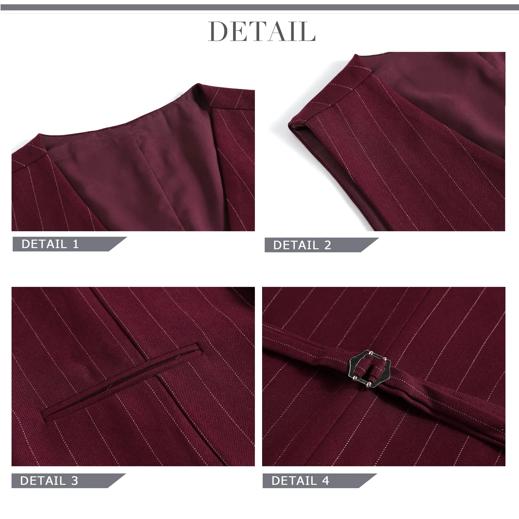 3-Piece Red Suit Stripe Design Suit