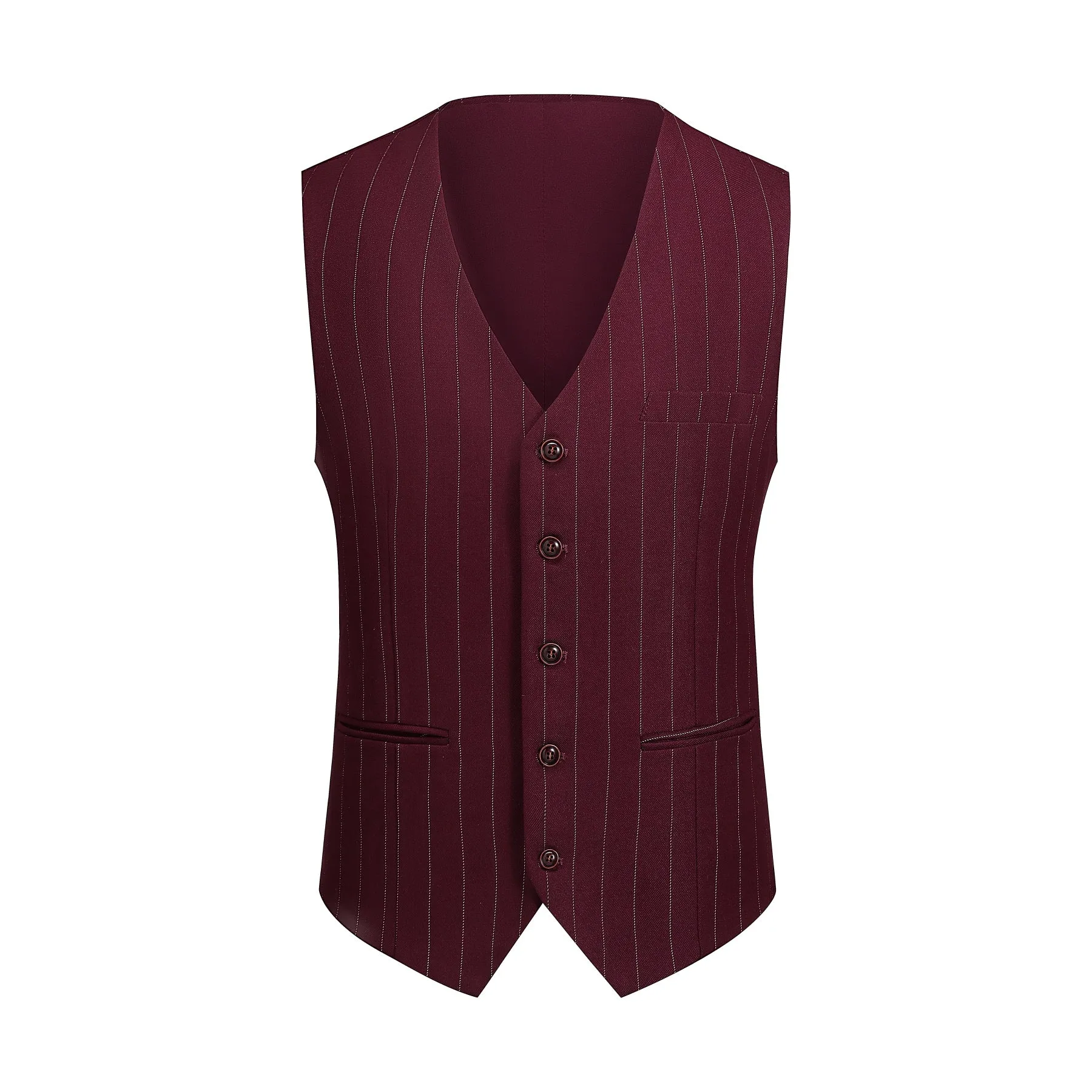 3-Piece Red Suit Stripe Design Suit
