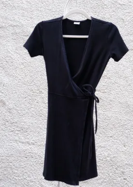 Aritzia Sunday Best Black Ribbed Wrap Dress - XS