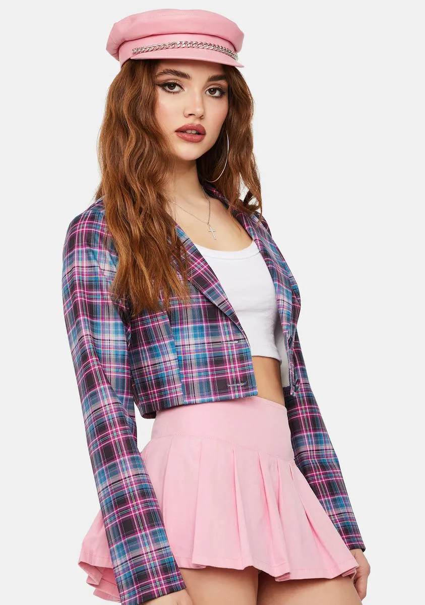 Back 2 School Baddie Plaid Blazer