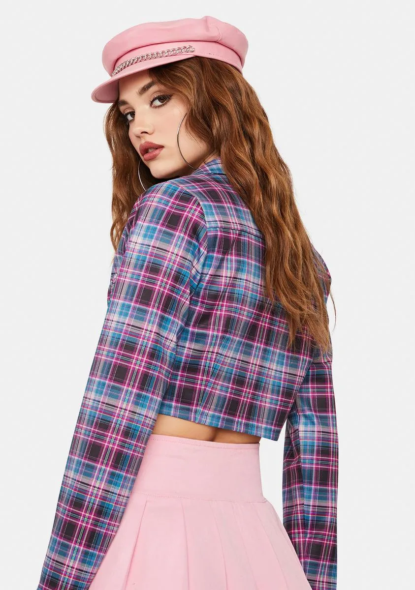 Back 2 School Baddie Plaid Blazer