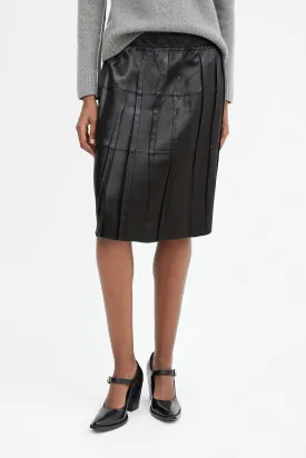 Black Pleated Panelled Midi Skirt