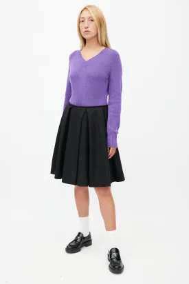 Black Pleated Wool Skirt