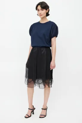 Black Silk Ruffle Skirt