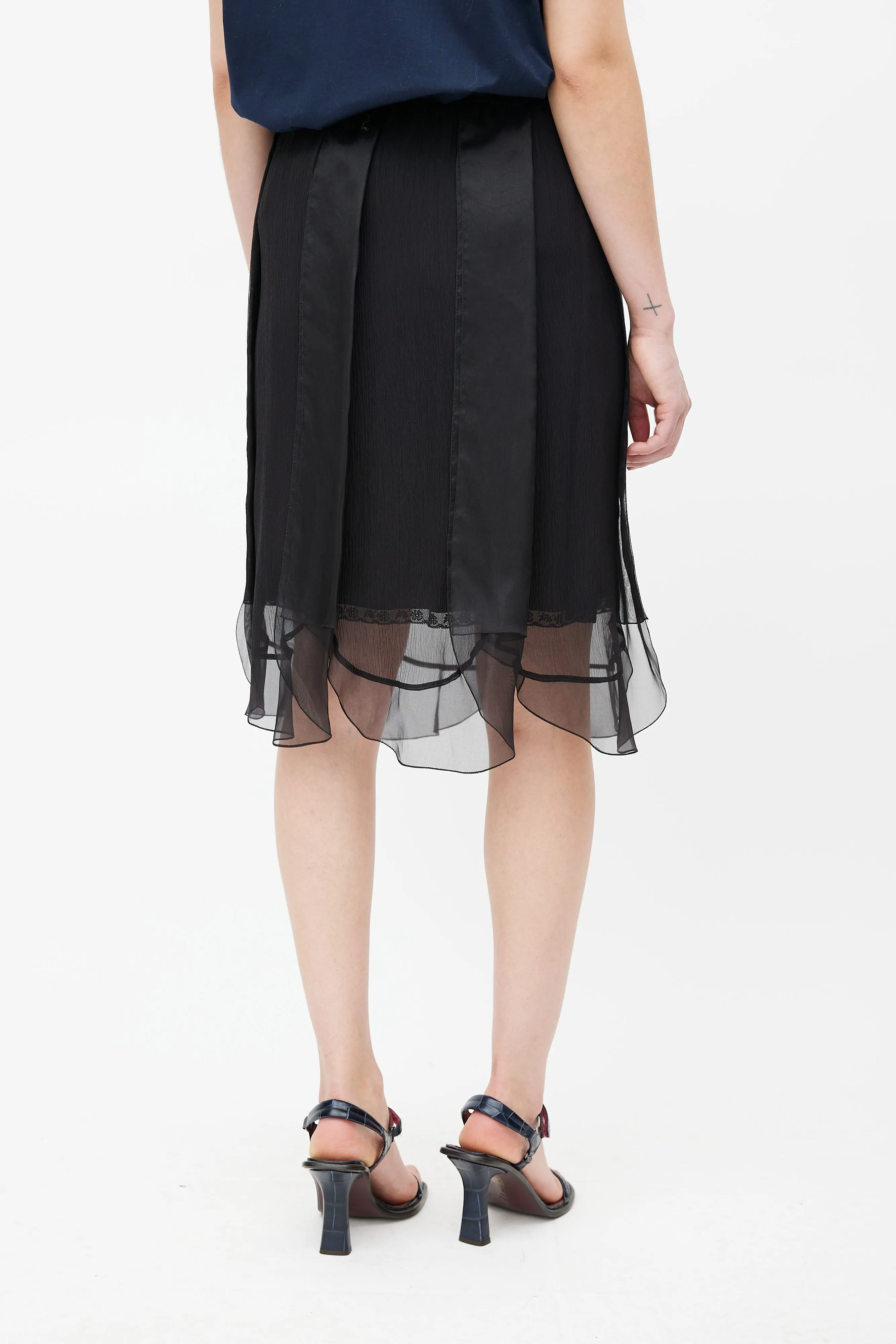 Black Silk Ruffle Skirt