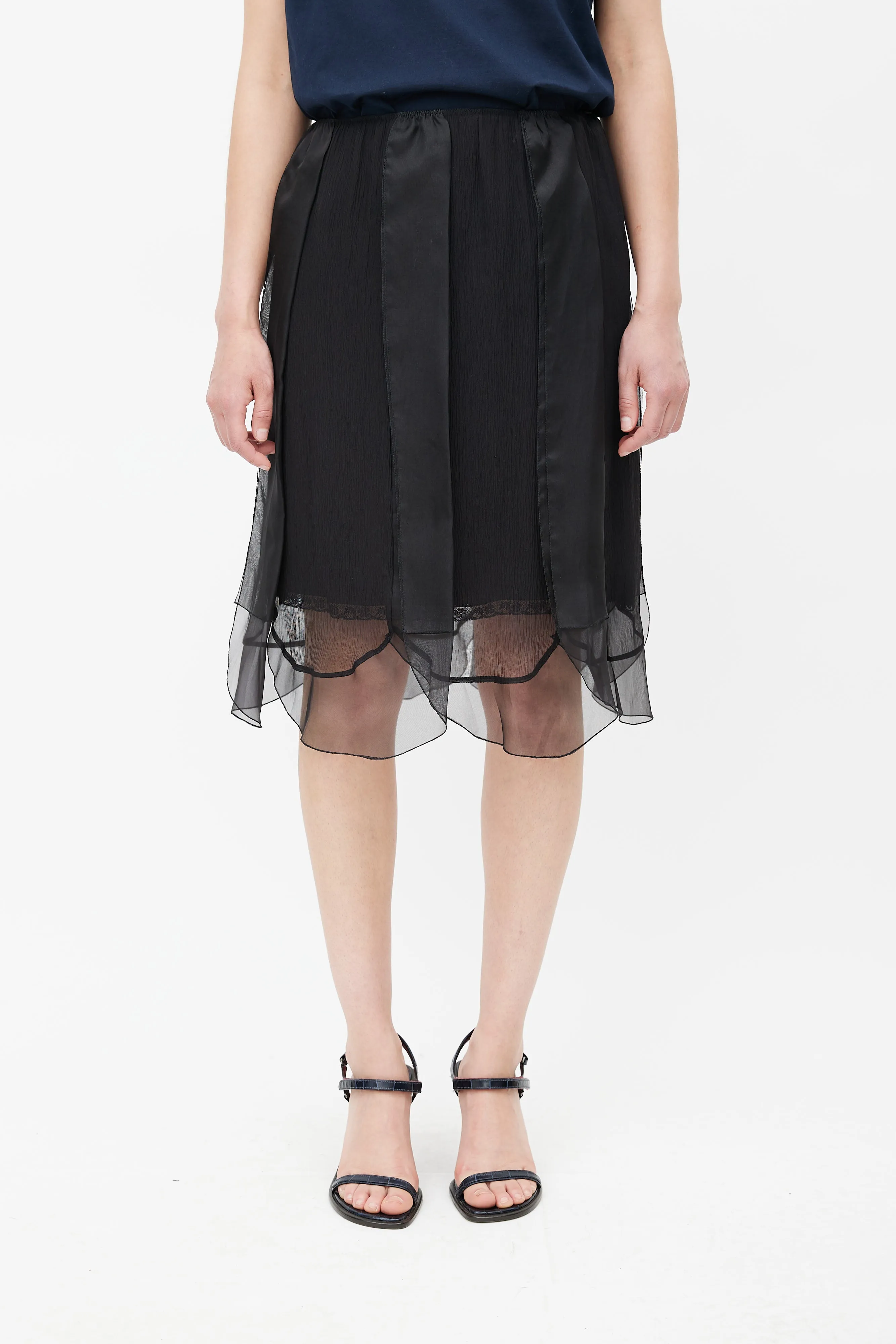 Black Silk Ruffle Skirt