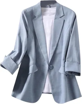 Blazers for Women Business Casual Summer Blazers Lightweight Suit Jackets 3/4 Sleeve Work Jacket Trendy Office Blazer