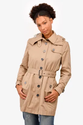 Burberry Brit Beige Zip-Up Trench Coat with Belt Size 14Y Petite