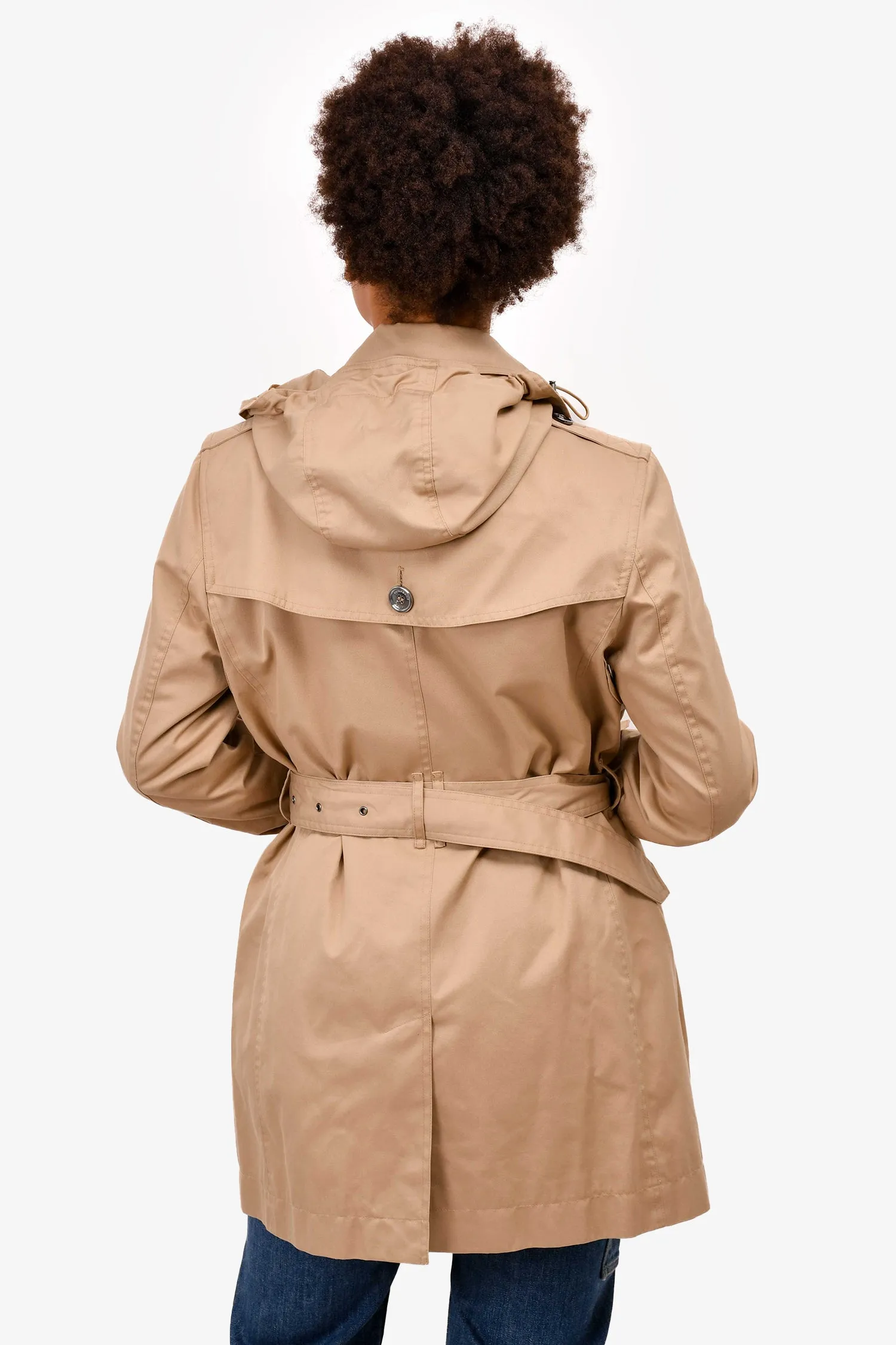 Burberry Brit Beige Zip-Up Trench Coat with Belt Size 14Y Petite