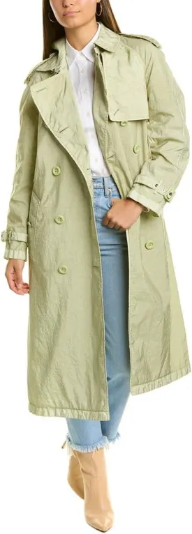 BURBERRY Ladies Mist Green Double-Breasted Garment-Dyed Nylon Trench Coat, Brand Size 8 (US Size 6)