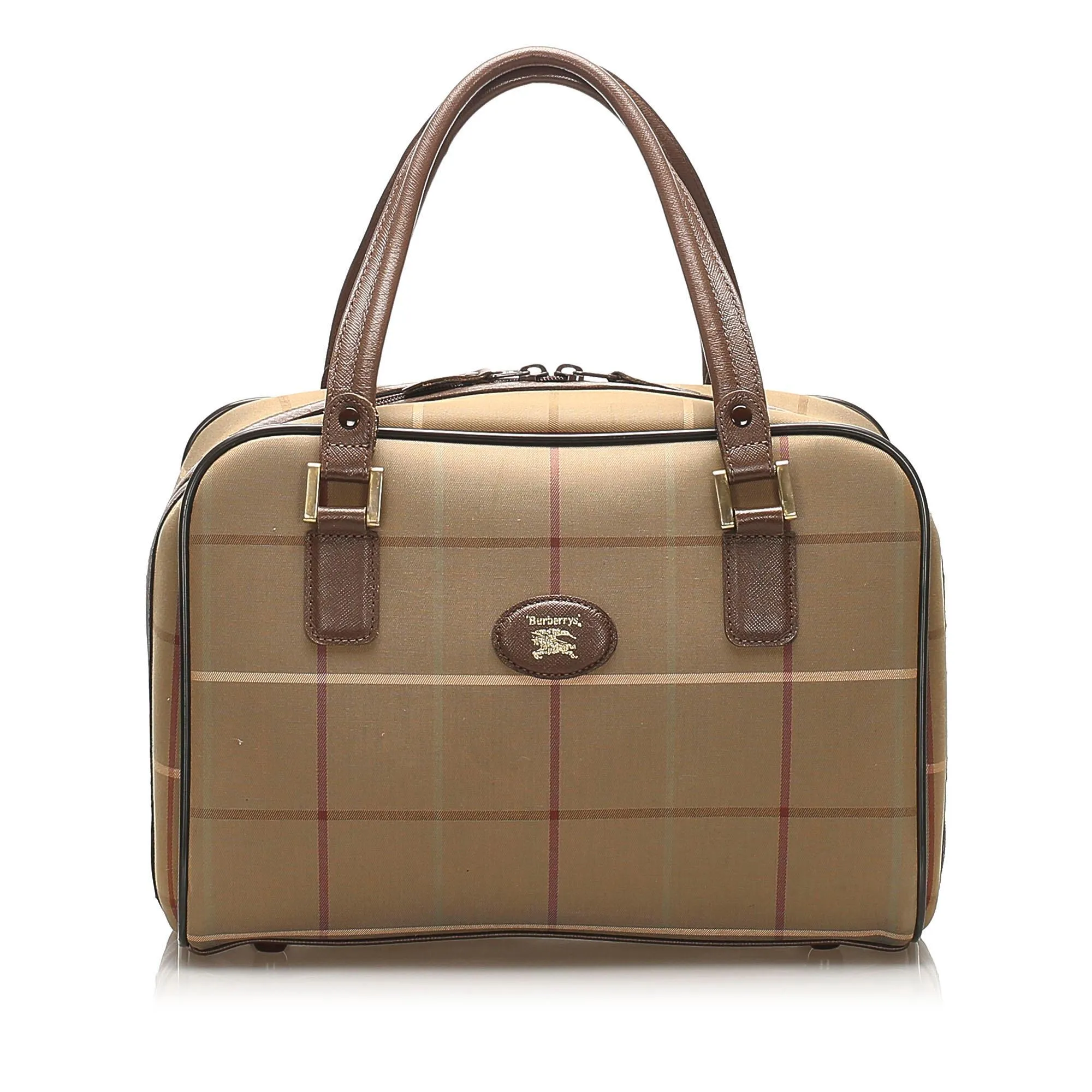 Burberry Plaid Canvas Boston Bag (SHG-13710)