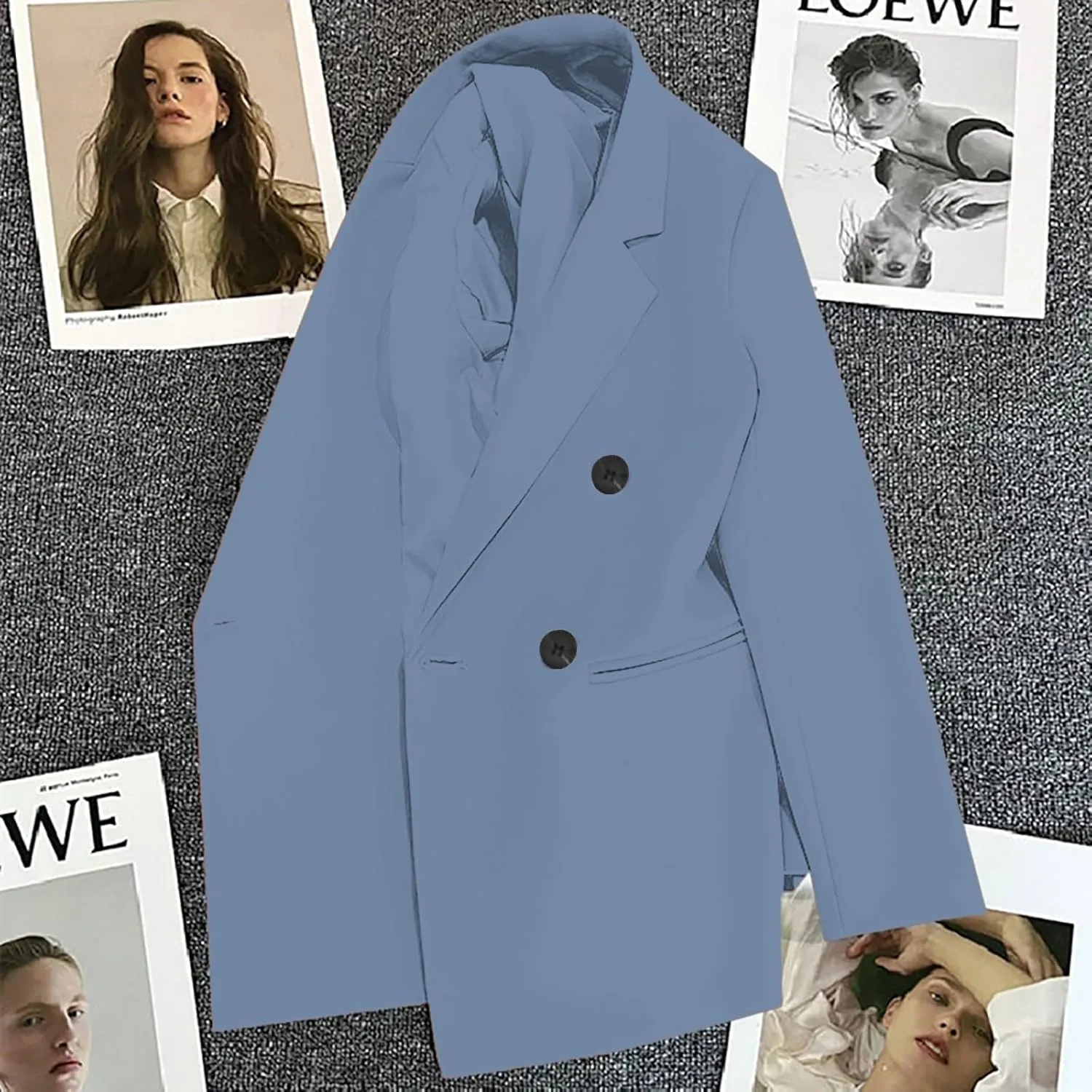 Business Casual Suit Jackets for Women Lapel Collar Work Office Blazer Jacket Lightweight Open Front Button Cardigan