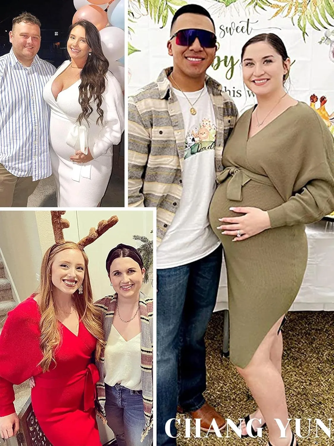 Chang Yun Maternity Nursing Dress Sweater Dress for Women Wedding Guest Dress Baby Shower Maternity Photoshoot Outfits