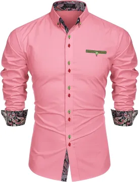 COOFANDY Mens Dress Shirt Long Sleeve Casual Button Down Paisley Shirts Party Wedding Dress Shirt