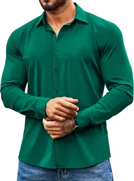 COOFANDY Men's Muscle Fit Dress Shirts Wrinkle Free Long Sleeve Button Down Shirt Stretch Business Shirt