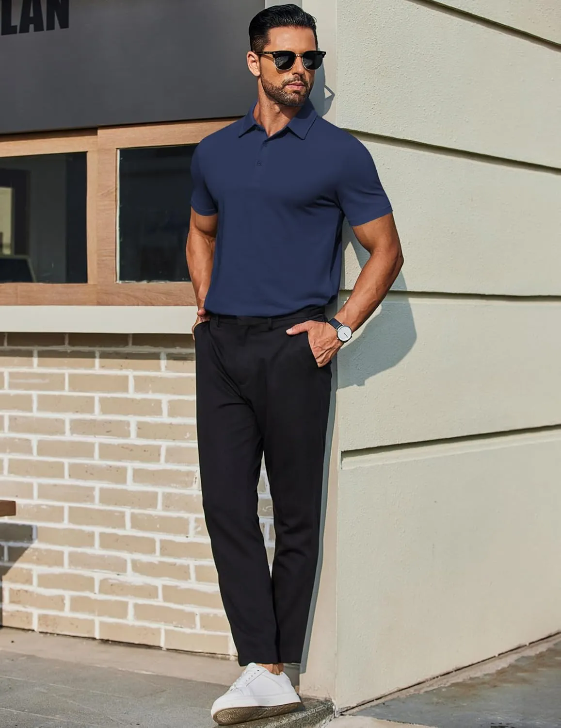 COOFANDY Men's Polo Shirts Short Sleeve Slim Fit Casual Solid Basic Golf Shirt Collared T-Shirt