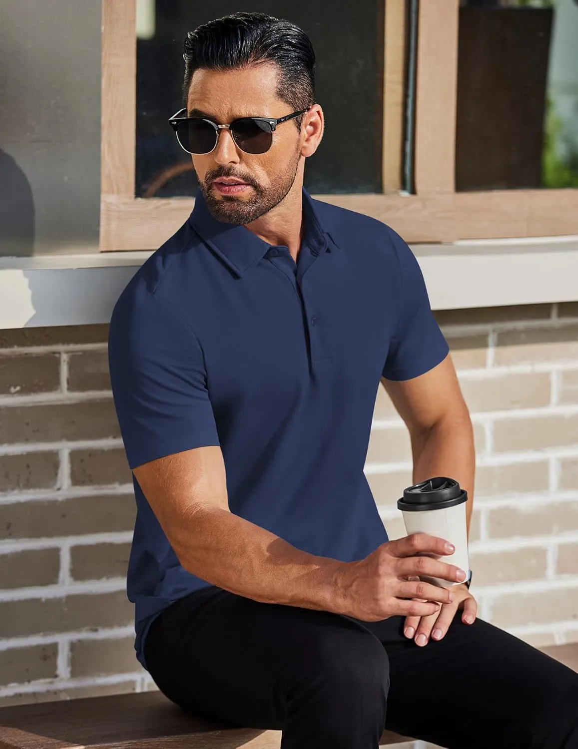 COOFANDY Men's Polo Shirts Short Sleeve Slim Fit Casual Solid Basic Golf Shirt Collared T-Shirt