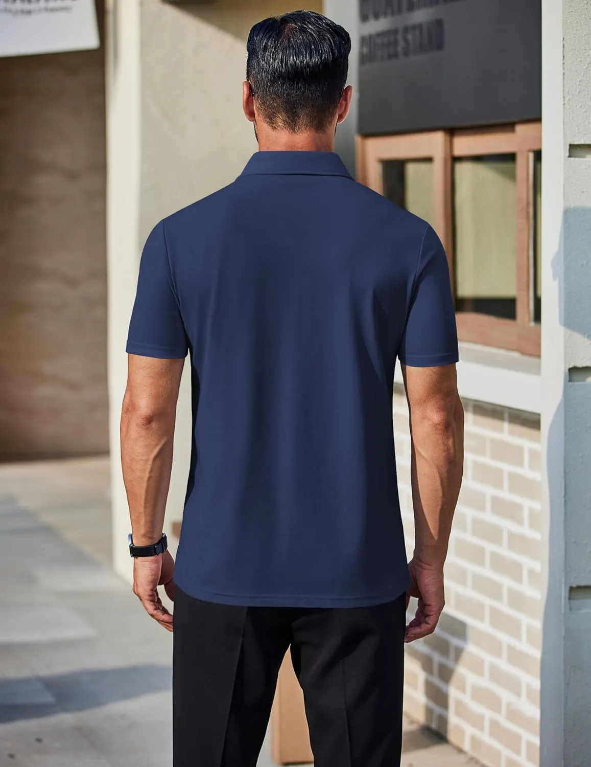 COOFANDY Men's Polo Shirts Short Sleeve Slim Fit Casual Solid Basic Golf Shirt Collared T-Shirt