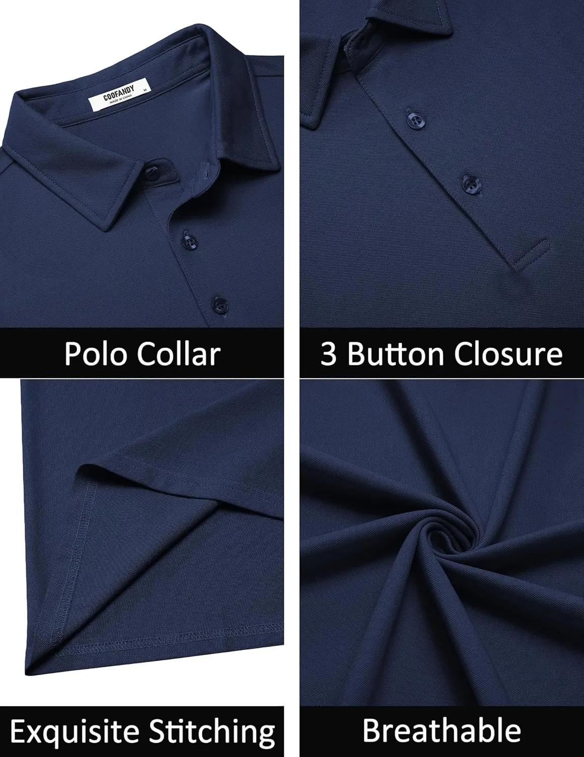 COOFANDY Men's Polo Shirts Short Sleeve Slim Fit Casual Solid Basic Golf Shirt Collared T-Shirt