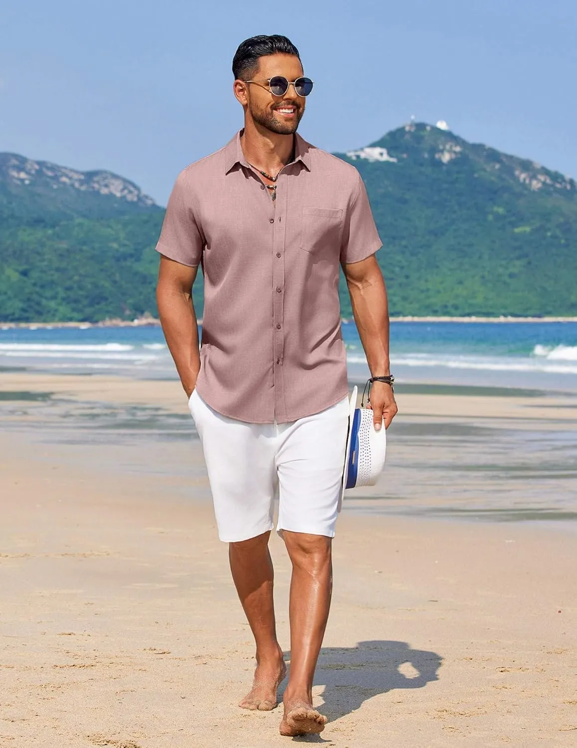 COOFANDY Men's Summer Beach Vacation Shirt Casual Button Down Short Sleeve Shirt Hawaiian Tropical Resort Wear