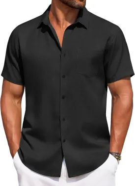 COOFANDY Men's Summer Beach Vacation Shirt Casual Button Down Short Sleeve Shirt Hawaiian Tropical Resort Wear