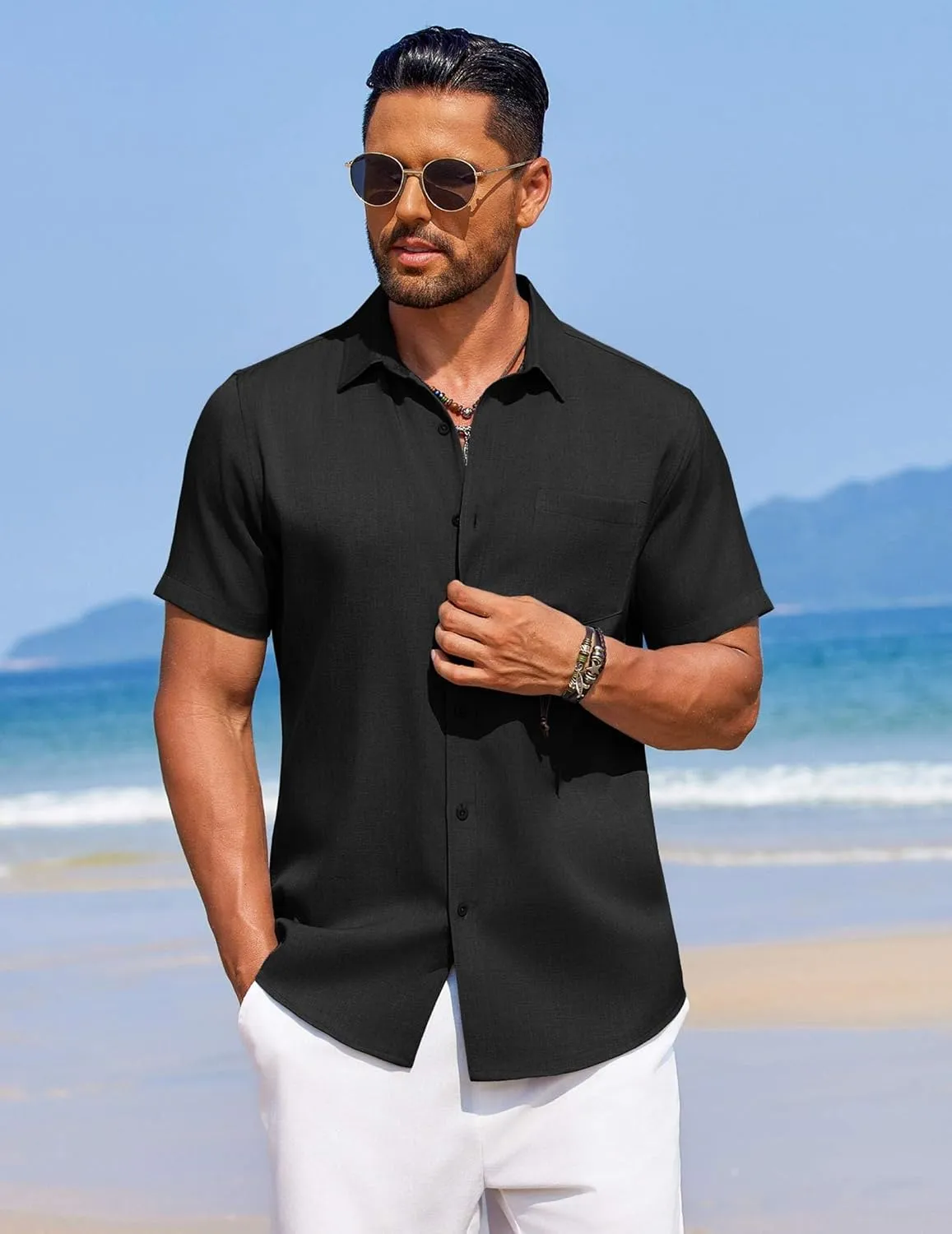 COOFANDY Men's Summer Beach Vacation Shirt Casual Button Down Short Sleeve Shirt Hawaiian Tropical Resort Wear