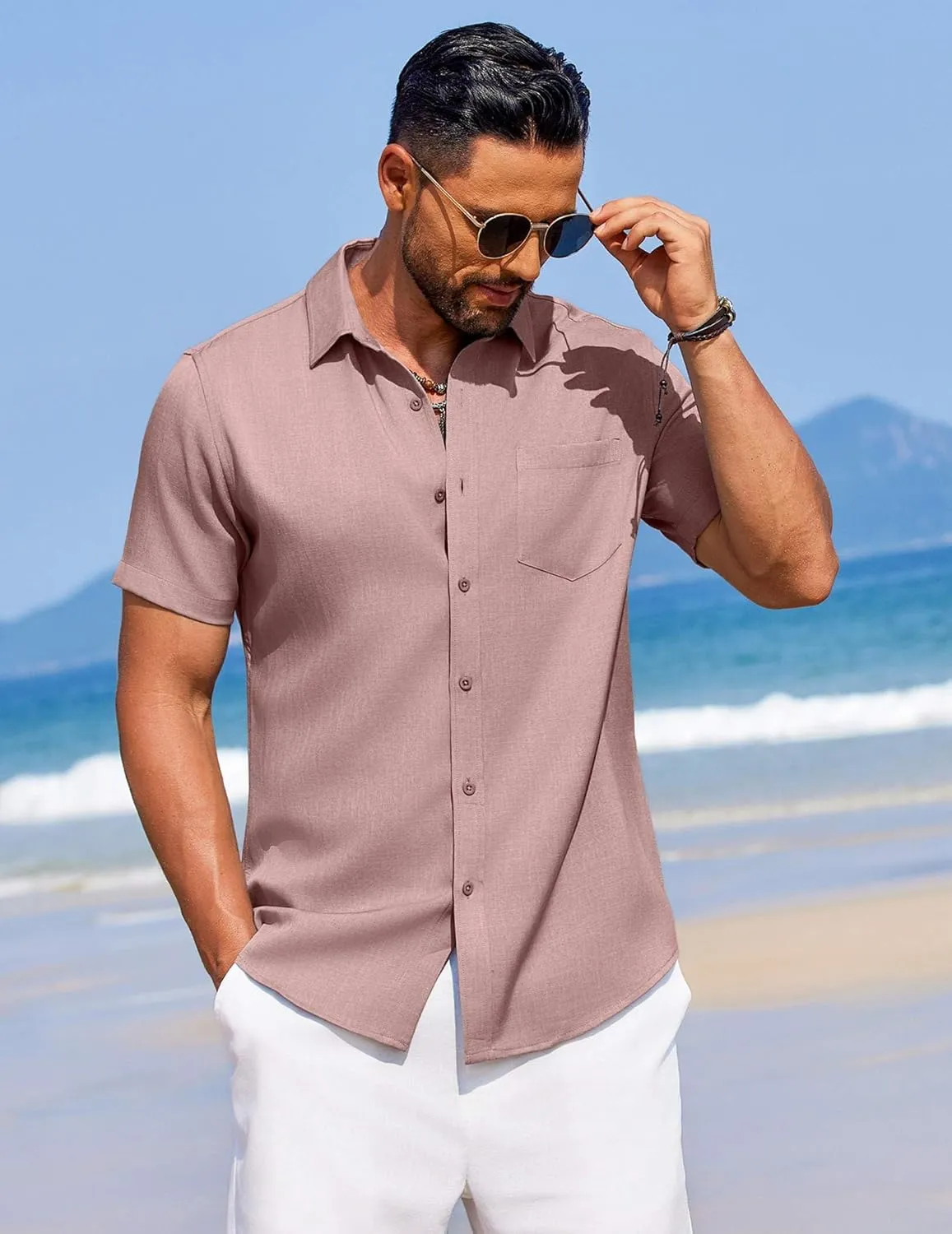 COOFANDY Men's Summer Beach Vacation Shirt Casual Button Down Short Sleeve Shirt Hawaiian Tropical Resort Wear