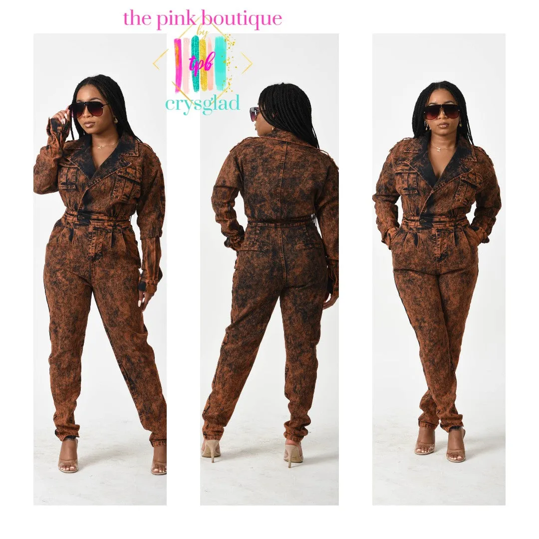 Cop-Her (Copper) Denim Jumpsuit