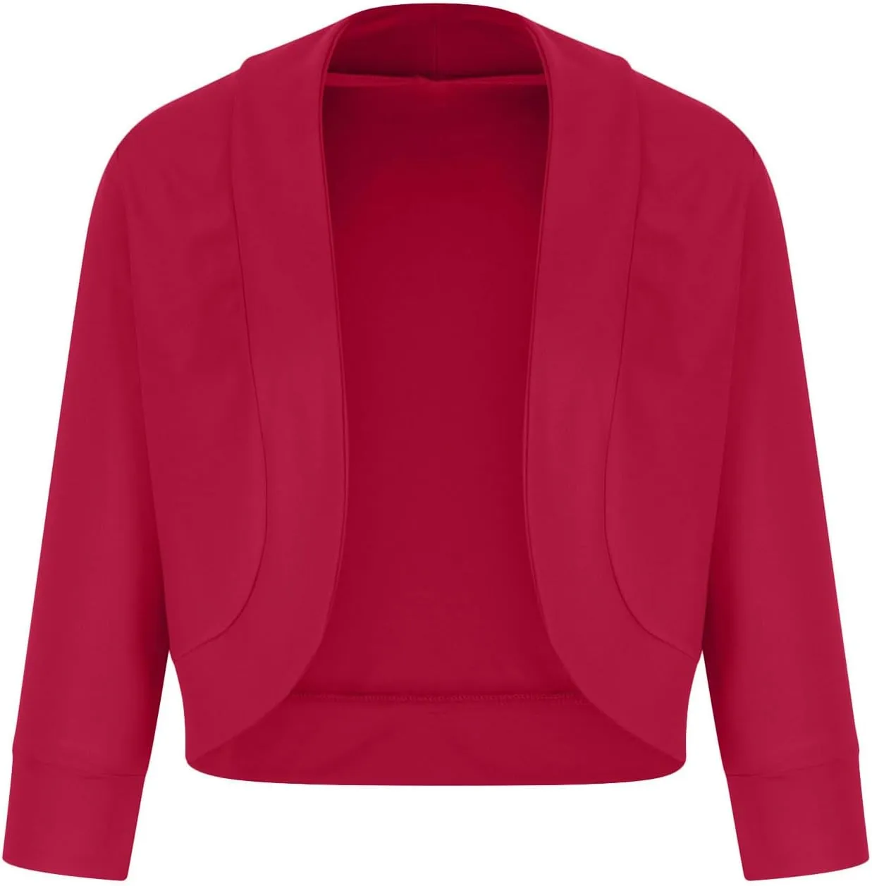Cropped Blazer for Womens Open Front Work Office Cardigan Suit 3/4 Sleeve Solid Jacket Shrug Casual Business Blazers
