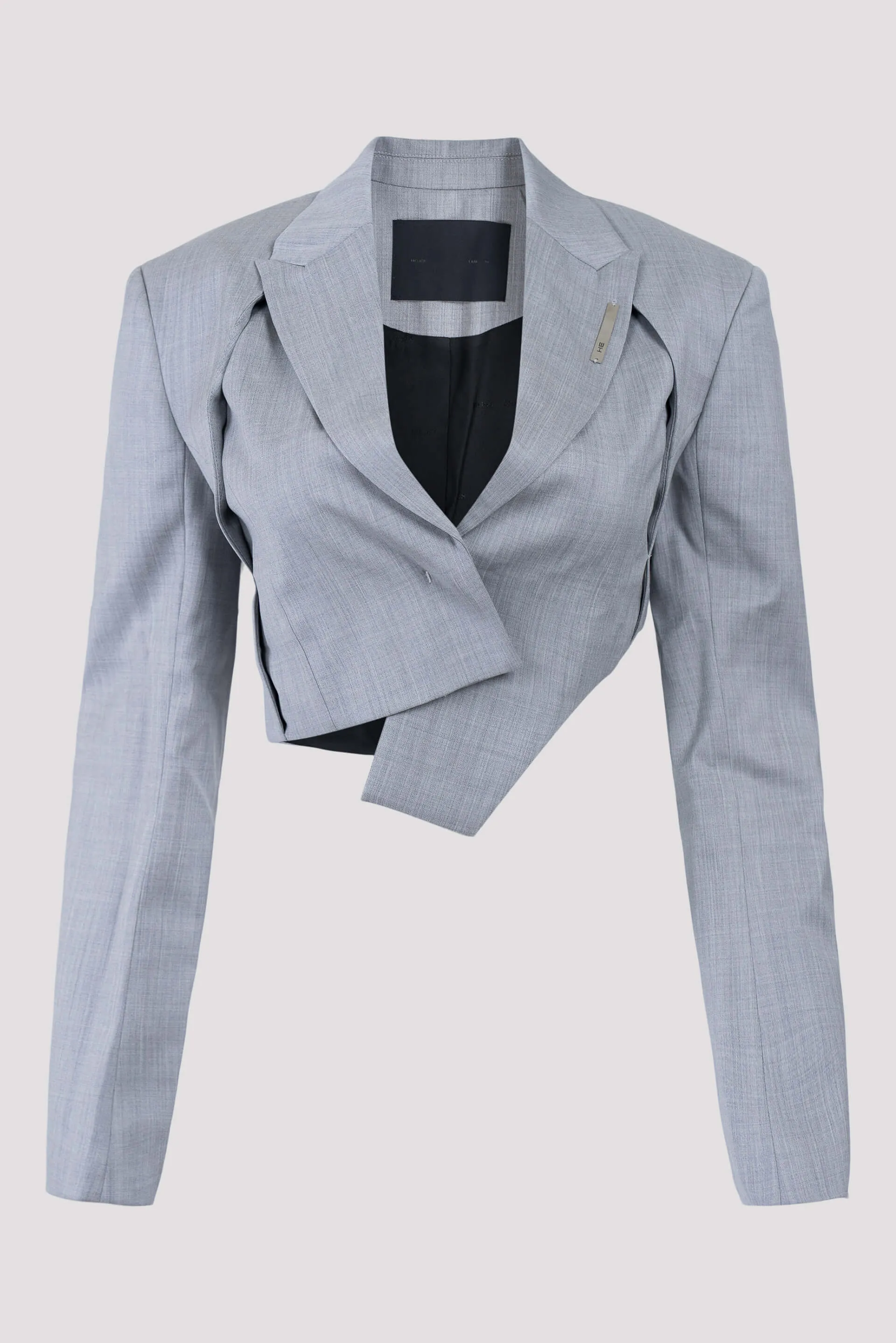Cropped Wool Tailored Blazer