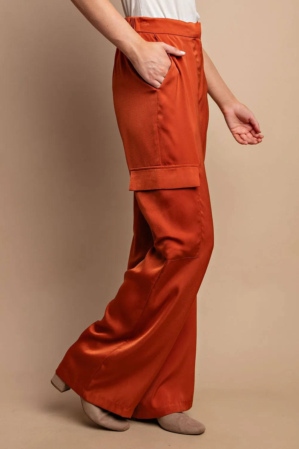 Falls Satin Cargo Pants w/Side Pockets