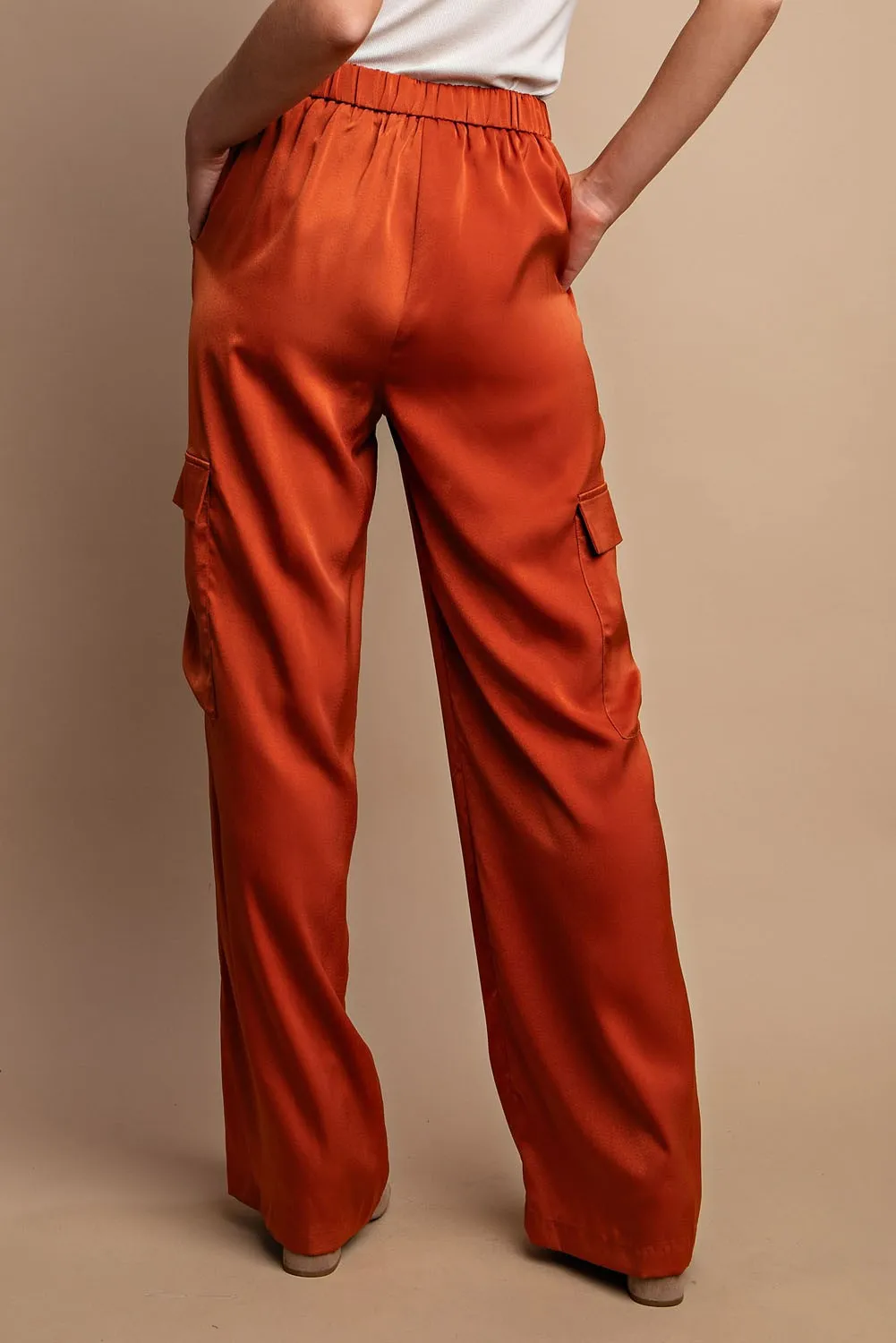Falls Satin Cargo Pants w/Side Pockets