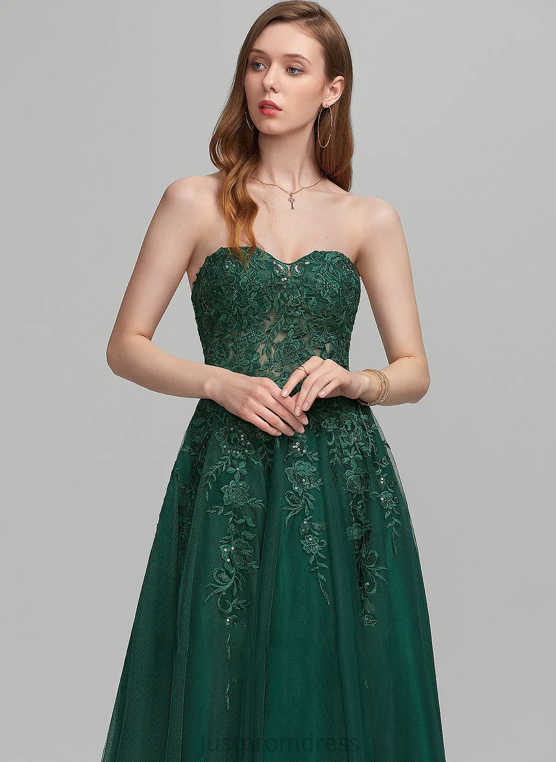 Floor-Length Ball-Gown/Princess Prom Dresses With Sequins Sweetheart Yamilet Tulle