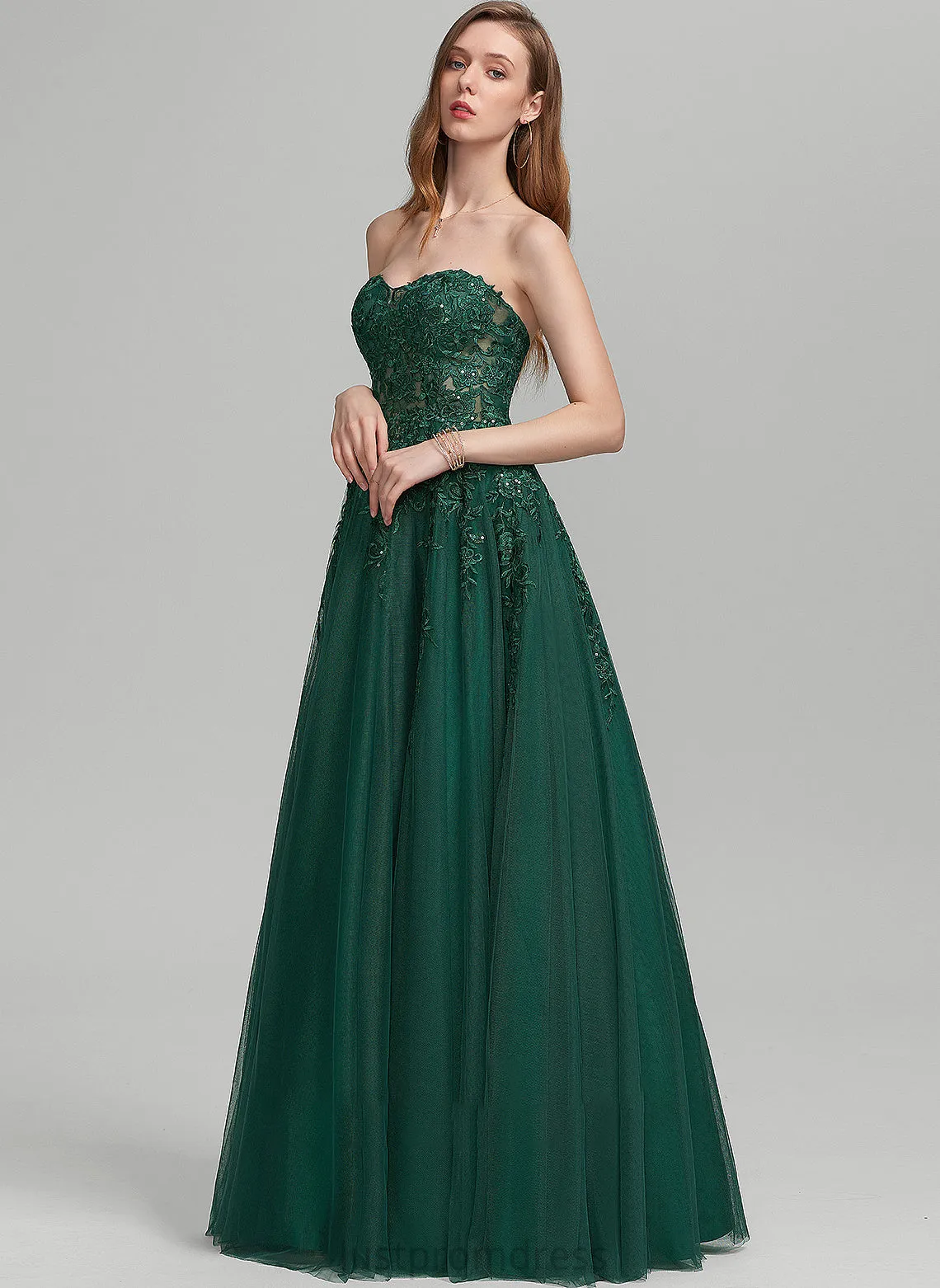 Floor-Length Ball-Gown/Princess Prom Dresses With Sequins Sweetheart Yamilet Tulle