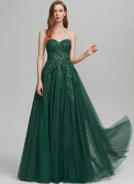 Floor-Length Ball-Gown/Princess Prom Dresses With Sequins Sweetheart Yamilet Tulle