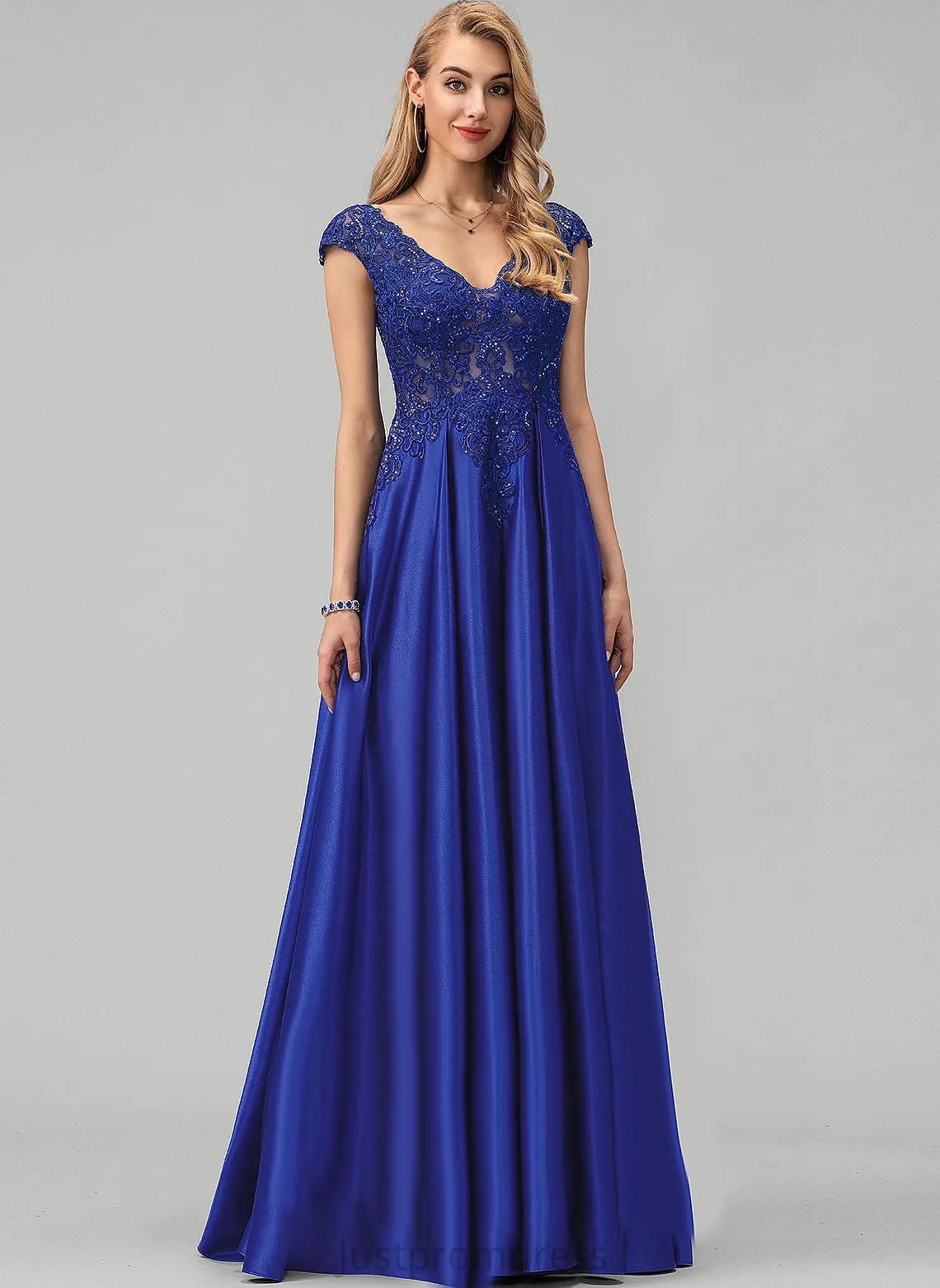 Floor-Length Charity Sequins Prom Dresses Satin Ball-Gown/Princess V-neck With