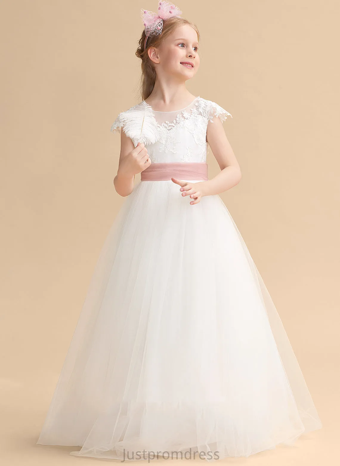 Flower Girl Dresses Lace/Sash Dress Scoop - Lace Ball-Gown/Princess Gabriela Sleeveless Flower Floor-length With Girl Neck