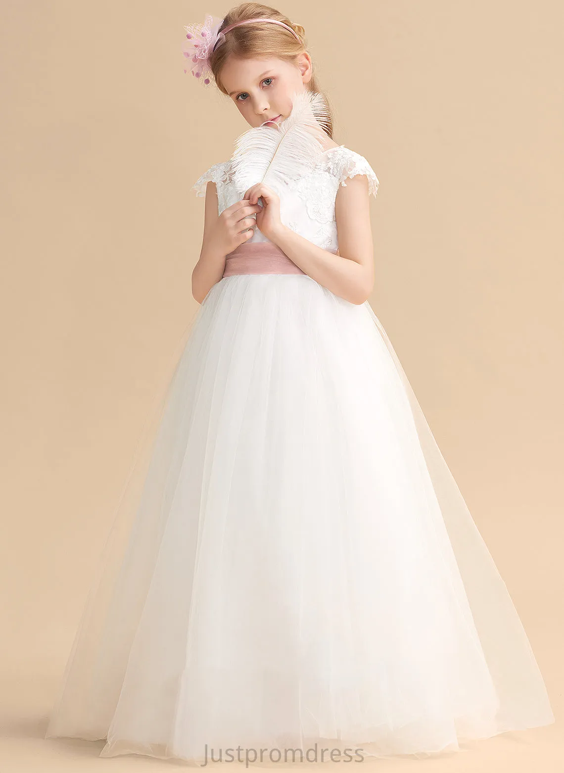 Flower Girl Dresses Lace/Sash Dress Scoop - Lace Ball-Gown/Princess Gabriela Sleeveless Flower Floor-length With Girl Neck