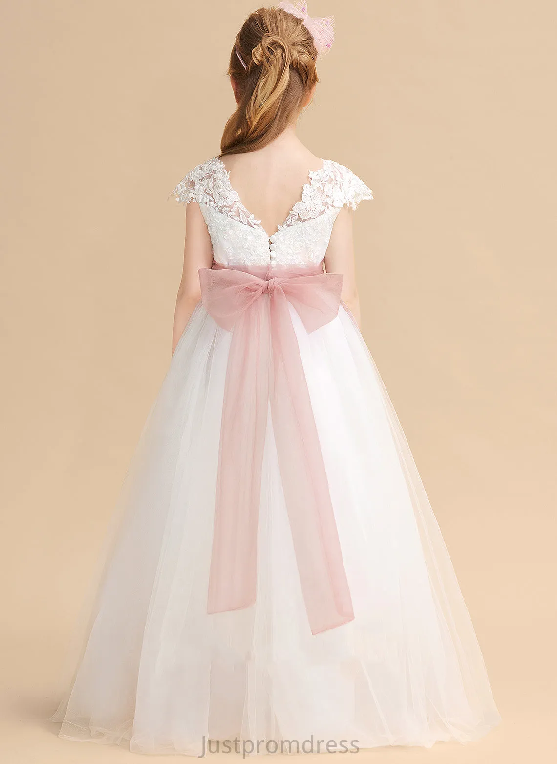 Flower Girl Dresses Lace/Sash Dress Scoop - Lace Ball-Gown/Princess Gabriela Sleeveless Flower Floor-length With Girl Neck